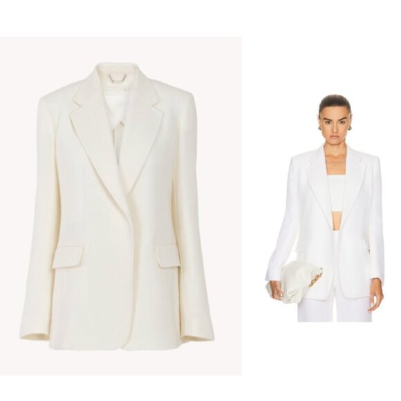 Chloe NEW Wool Cashmere Gauze Rustic Open Front Blazer Eden White Ivory Size XS - Picture 2 of 16